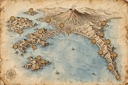 Napoli Segreta: Inchiesta sui Misteri e Tesori Nascosti 2 Mappa illustrata Golfo di Napoli 24 luoghi